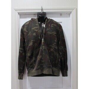 Men's Jacket Camo Fleece hooded zip up  SZ XL Lion Brand Original Cotton Blend